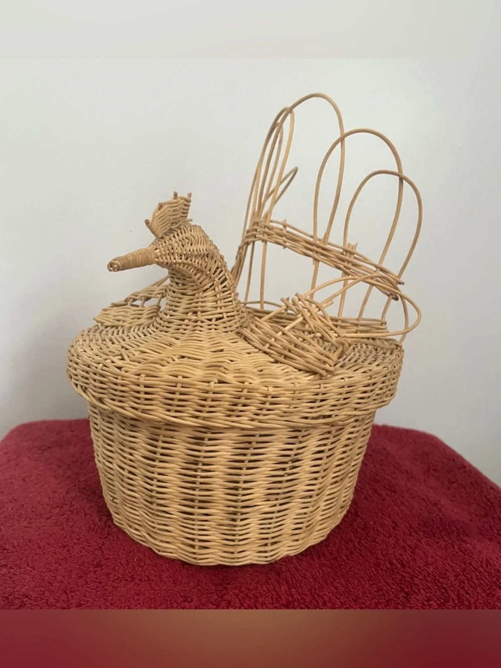 Vintage Chicken Hand Woven Basket
